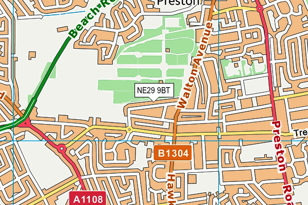 NE29 9BT map - OS VectorMap District (Ordnance Survey)