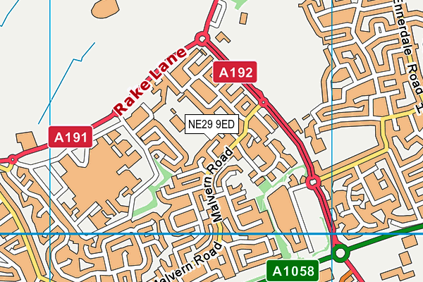 NE29 9ED map - OS VectorMap District (Ordnance Survey)