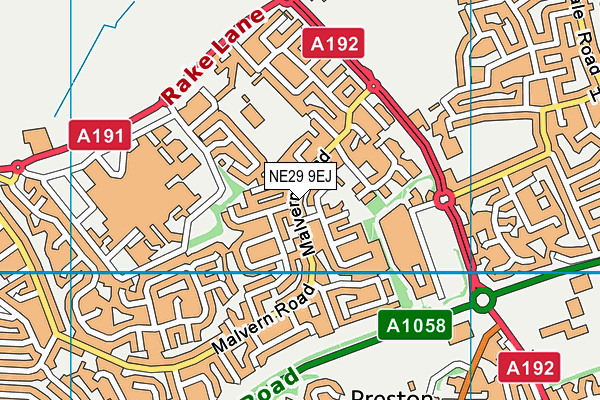 NE29 9EJ map - OS VectorMap District (Ordnance Survey)