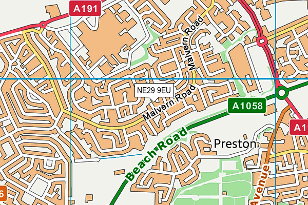NE29 9EU map - OS VectorMap District (Ordnance Survey)