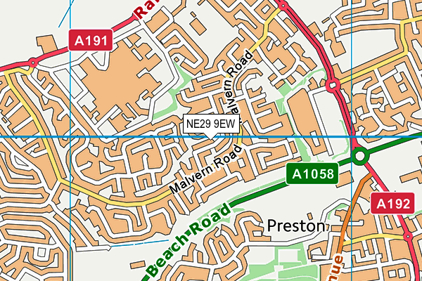 NE29 9EW map - OS VectorMap District (Ordnance Survey)