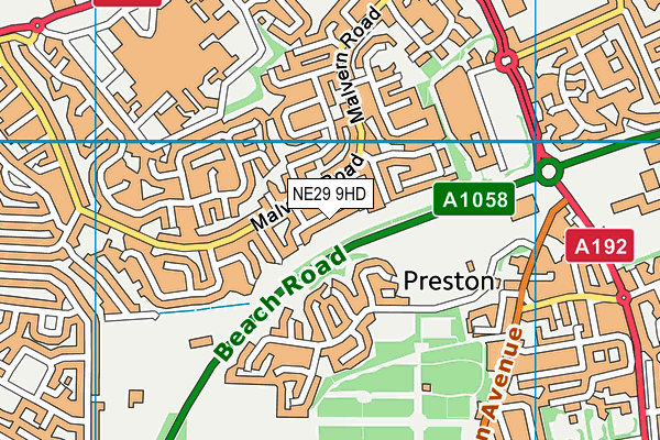 NE29 9HD map - OS VectorMap District (Ordnance Survey)