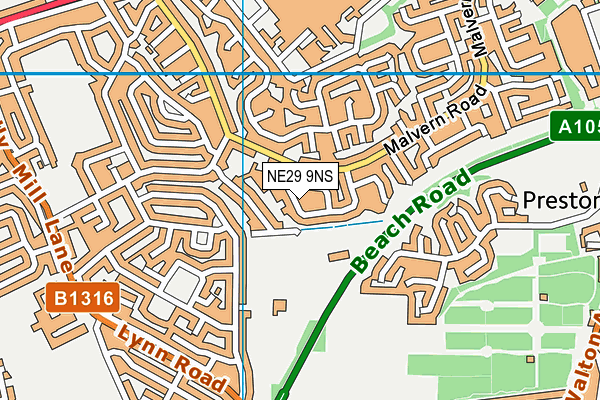 NE29 9NS map - OS VectorMap District (Ordnance Survey)