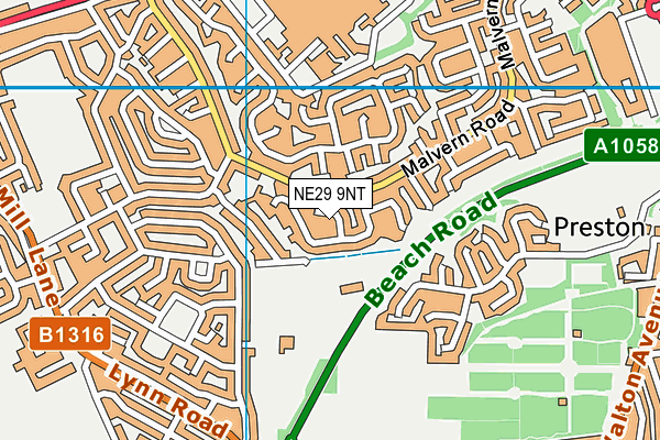 NE29 9NT map - OS VectorMap District (Ordnance Survey)