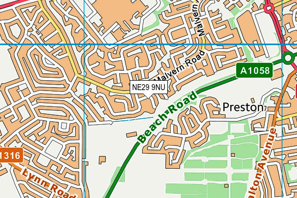 NE29 9NU map - OS VectorMap District (Ordnance Survey)