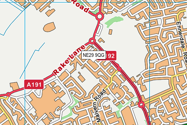 NE29 9QG map - OS VectorMap District (Ordnance Survey)