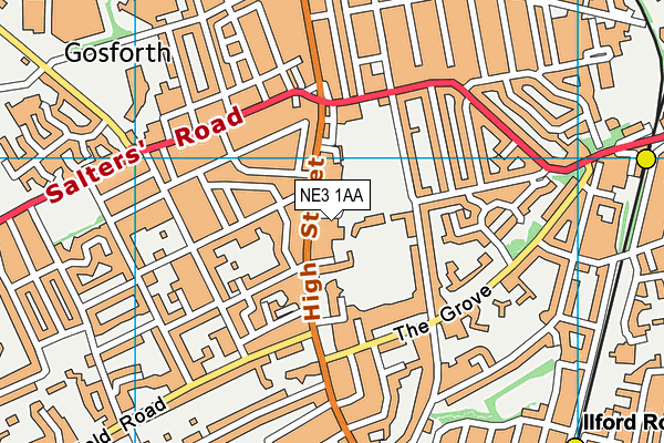 NE3 1AA map - OS VectorMap District (Ordnance Survey)