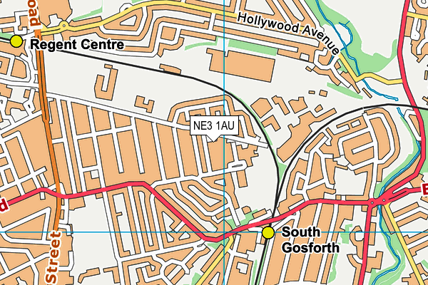 NE3 1AU map - OS VectorMap District (Ordnance Survey)