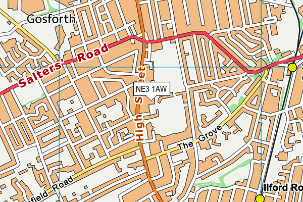 NE3 1AW map - OS VectorMap District (Ordnance Survey)