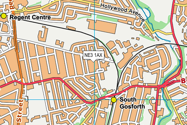 NE3 1AX map - OS VectorMap District (Ordnance Survey)