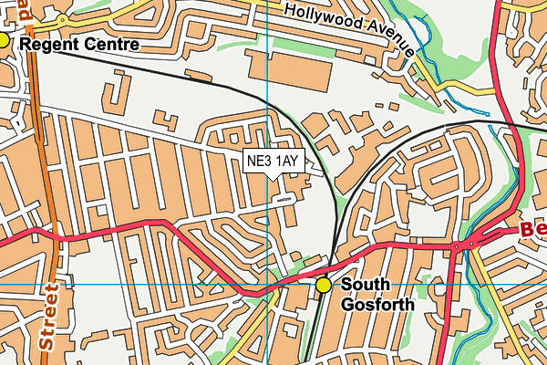 NE3 1AY map - OS VectorMap District (Ordnance Survey)