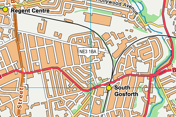 NE3 1BA map - OS VectorMap District (Ordnance Survey)