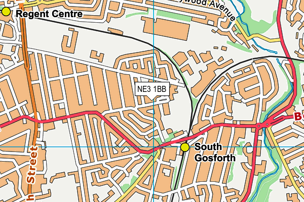 NE3 1BB map - OS VectorMap District (Ordnance Survey)