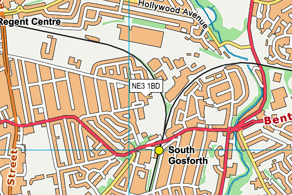 NE3 1BD map - OS VectorMap District (Ordnance Survey)