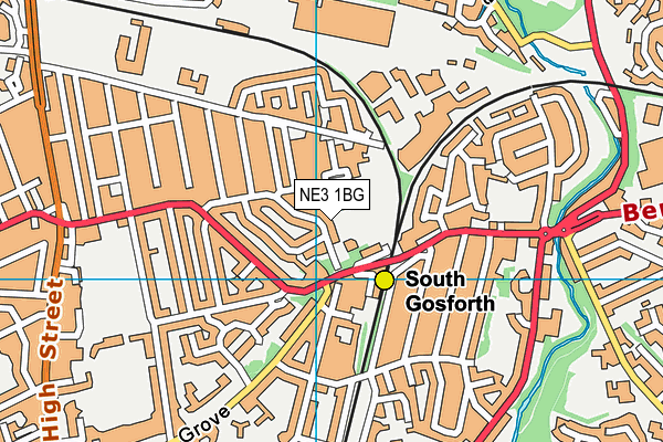 NE3 1BG map - OS VectorMap District (Ordnance Survey)