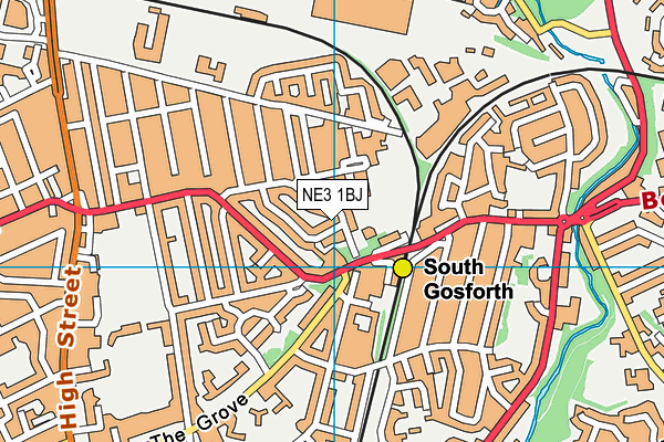 NE3 1BJ map - OS VectorMap District (Ordnance Survey)