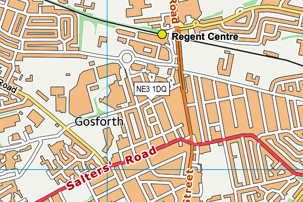 NE3 1DQ map - OS VectorMap District (Ordnance Survey)