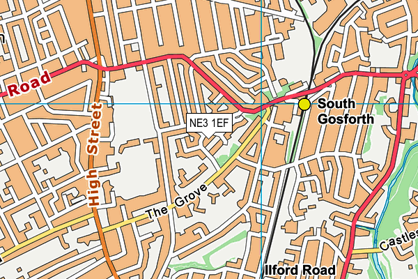 NE3 1EF map - OS VectorMap District (Ordnance Survey)