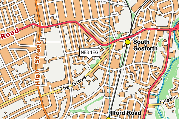 NE3 1EG map - OS VectorMap District (Ordnance Survey)