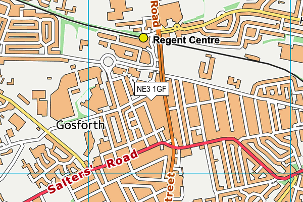 NE3 1GF map - OS VectorMap District (Ordnance Survey)