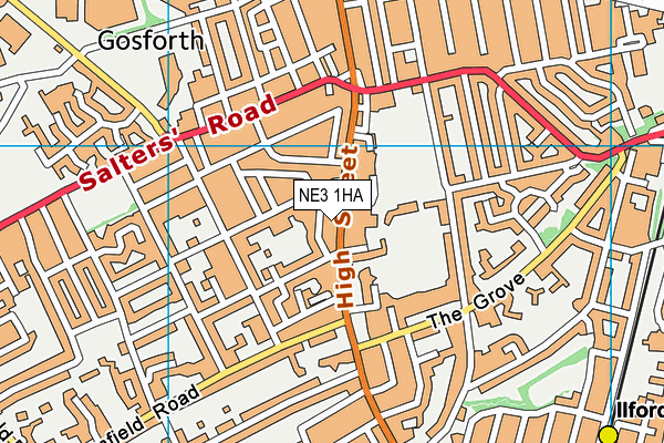 NE3 1HA map - OS VectorMap District (Ordnance Survey)