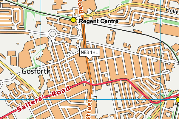 NE3 1HL map - OS VectorMap District (Ordnance Survey)