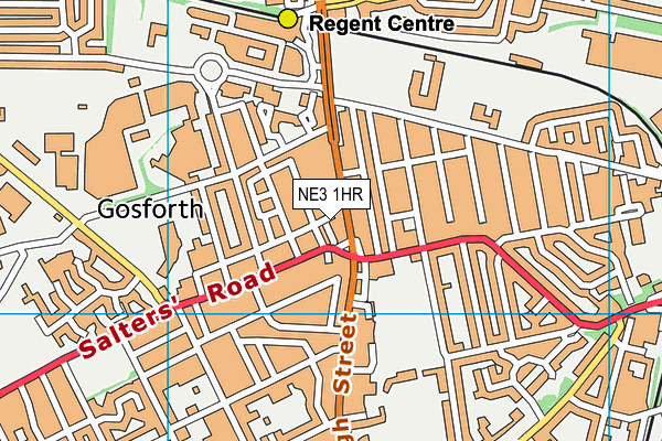 NE3 1HR map - OS VectorMap District (Ordnance Survey)