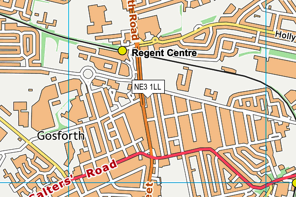 NE3 1LL map - OS VectorMap District (Ordnance Survey)