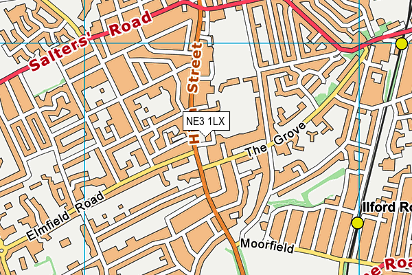 NE3 1LX map - OS VectorMap District (Ordnance Survey)