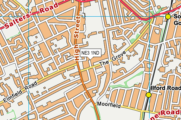 NE3 1ND map - OS VectorMap District (Ordnance Survey)