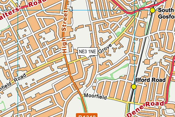 NE3 1NE map - OS VectorMap District (Ordnance Survey)