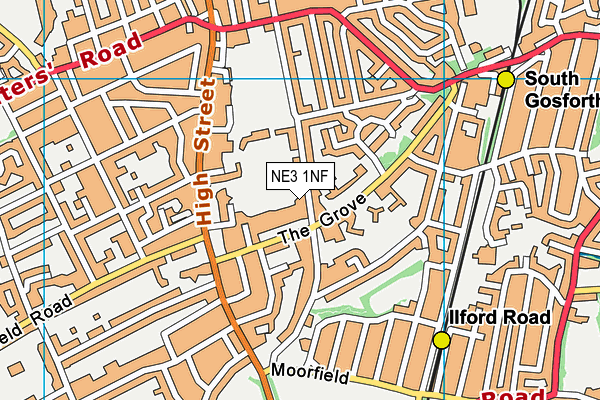 NE3 1NF map - OS VectorMap District (Ordnance Survey)