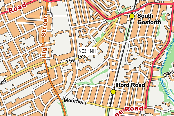 NE3 1NH map - OS VectorMap District (Ordnance Survey)