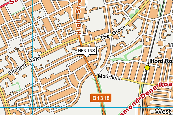 NE3 1NS map - OS VectorMap District (Ordnance Survey)