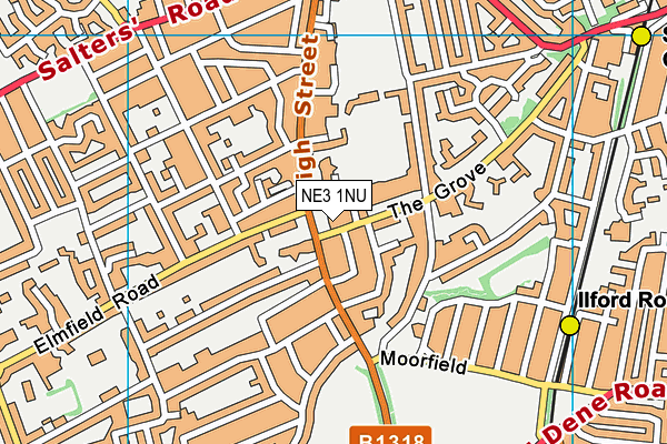 NE3 1NU map - OS VectorMap District (Ordnance Survey)