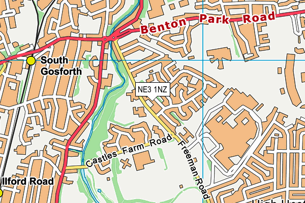 NE3 1NZ map - OS VectorMap District (Ordnance Survey)