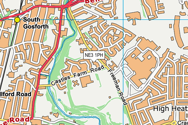 NE3 1PH map - OS VectorMap District (Ordnance Survey)