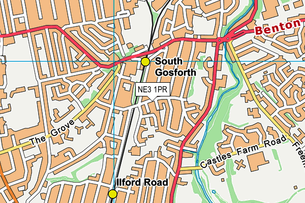 NE3 1PR map - OS VectorMap District (Ordnance Survey)