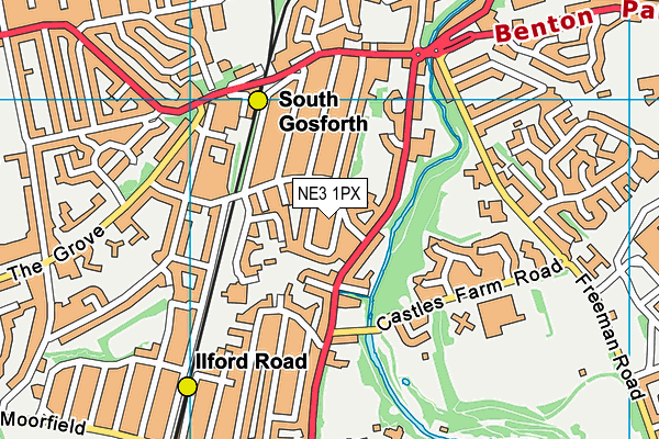 NE3 1PX map - OS VectorMap District (Ordnance Survey)