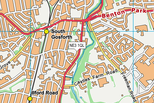 NE3 1QL map - OS VectorMap District (Ordnance Survey)