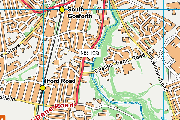 NE3 1QQ map - OS VectorMap District (Ordnance Survey)