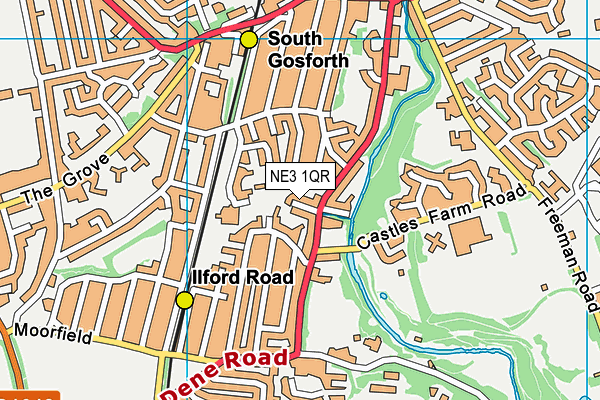 NE3 1QR map - OS VectorMap District (Ordnance Survey)