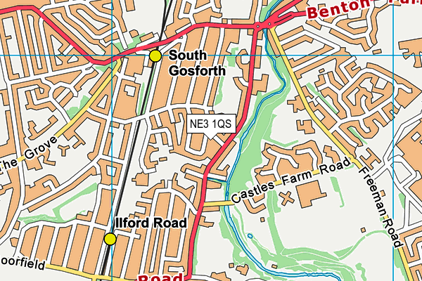 NE3 1QS map - OS VectorMap District (Ordnance Survey)