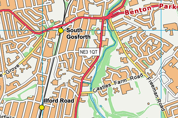 NE3 1QT map - OS VectorMap District (Ordnance Survey)