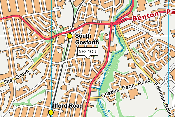 NE3 1QU map - OS VectorMap District (Ordnance Survey)