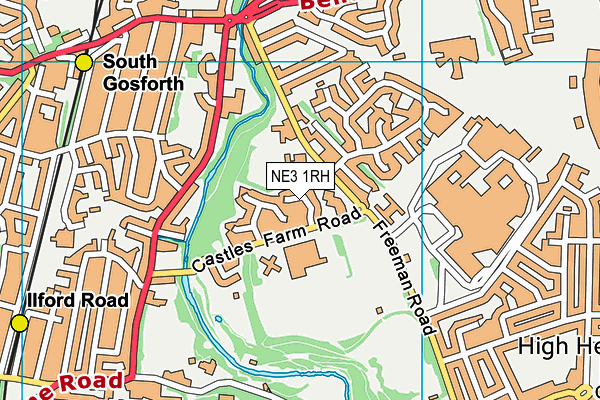 NE3 1RH map - OS VectorMap District (Ordnance Survey)