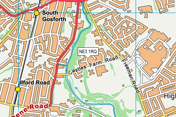 NE3 1RQ map - OS VectorMap District (Ordnance Survey)