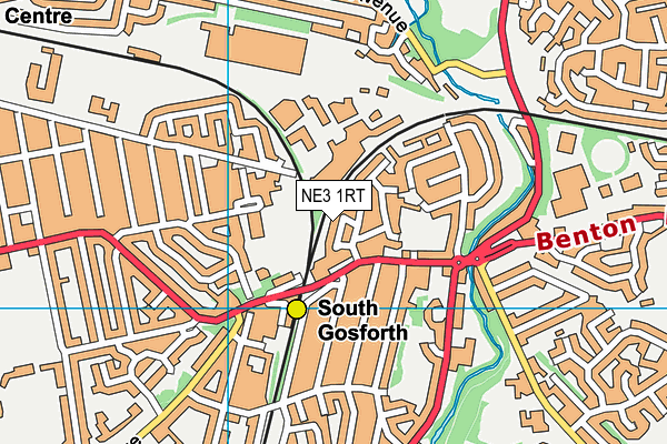 NE3 1RT map - OS VectorMap District (Ordnance Survey)