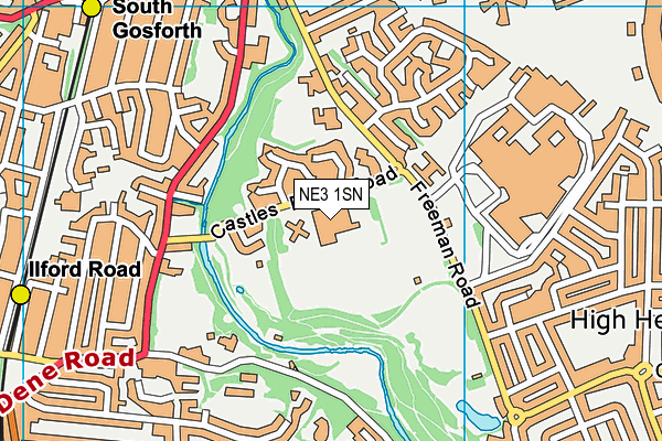 David Lloyd (Newcastle) map (NE3 1SN) - OS VectorMap District (Ordnance Survey)