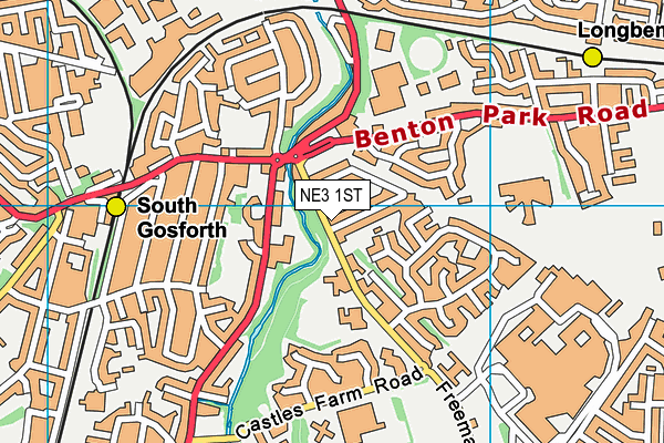 NE3 1ST map - OS VectorMap District (Ordnance Survey)